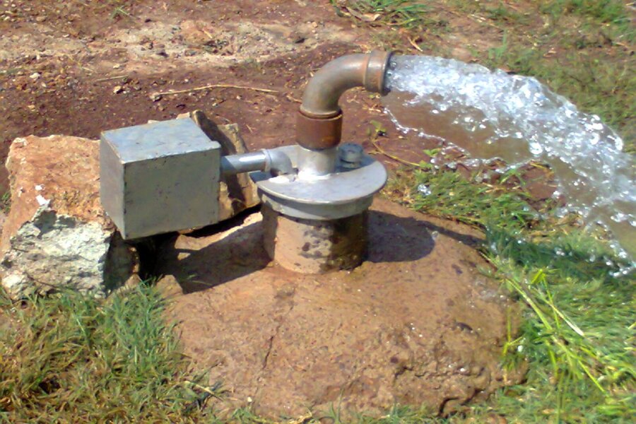 Borehole drilling and pump installation