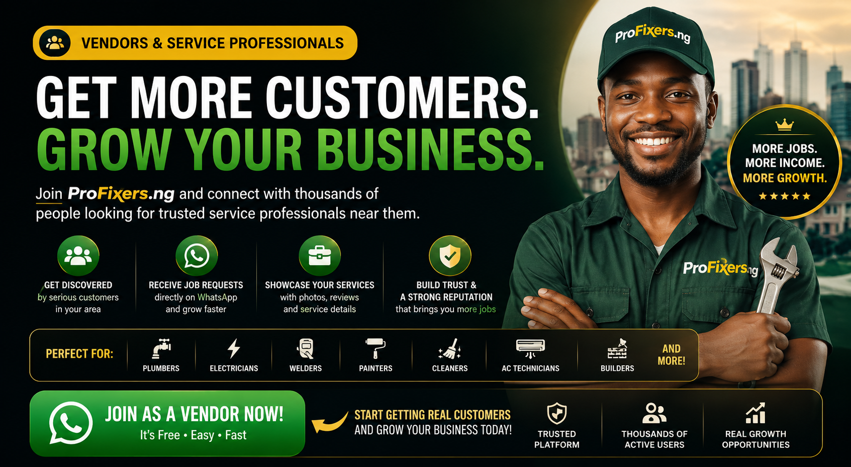 Join ProFixers Nigeria and get discovered by customers